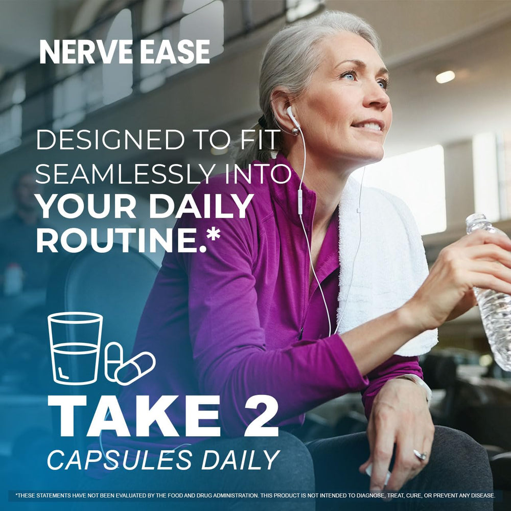OVICIA Nerve Ease cápsulas en la mano demostrando tamaño y facilidad de uso