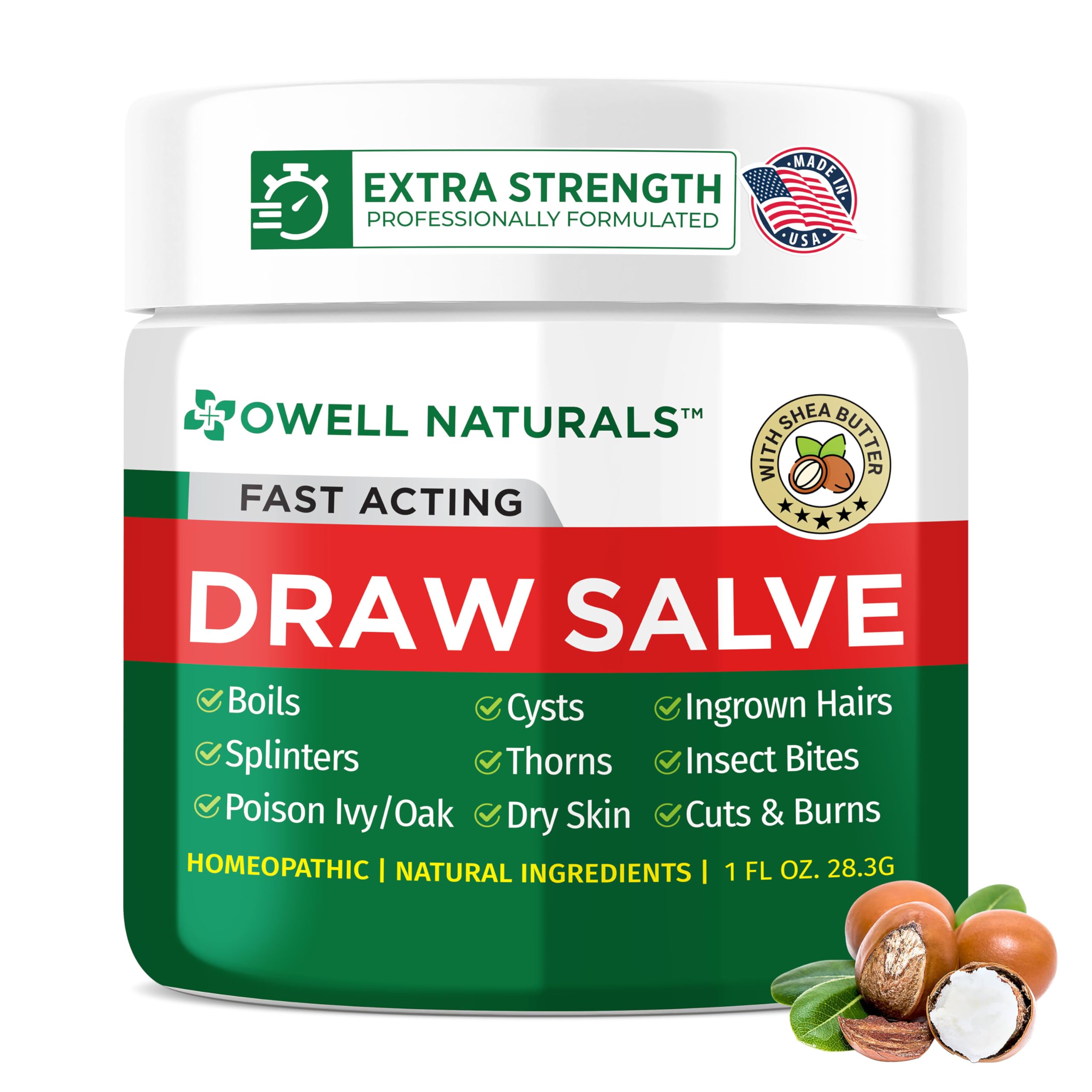 Owell Naturals frasco frontal mostrando diseño y tamaño práctico