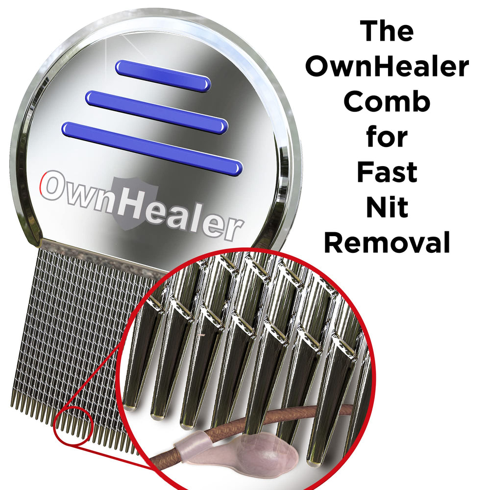 OWNHEALER detalle de dientes finos para captura precisa de liendres