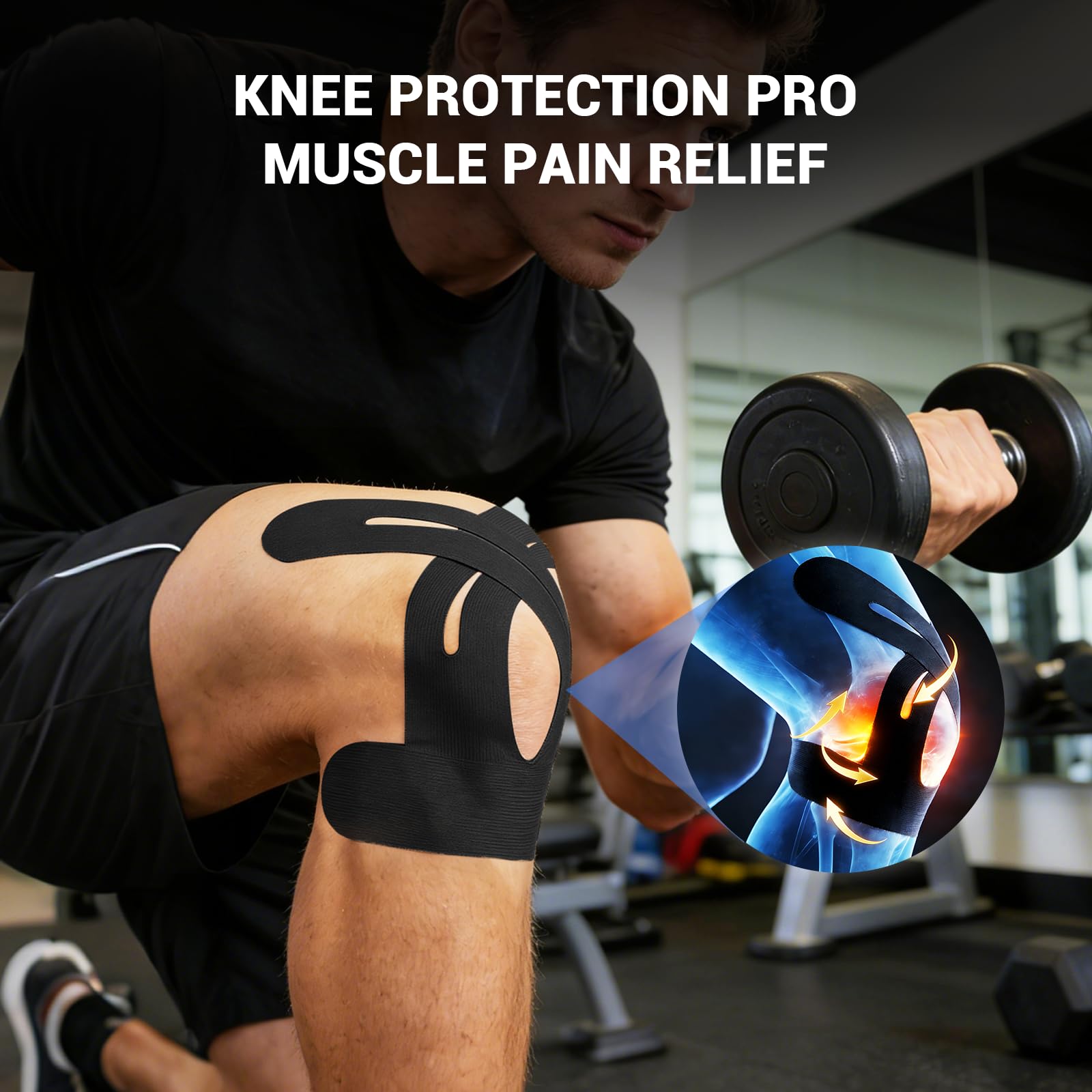 OWNQOBE aplicación en rodilla durante entrenamiento, soporte estable