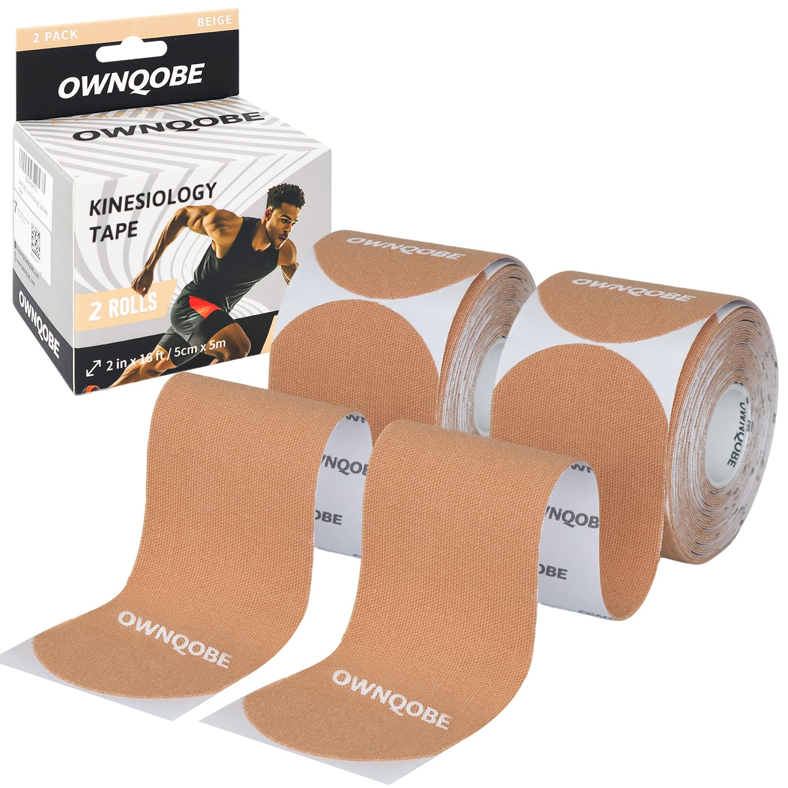 OWNQOBE embalaje frontal mostrando 2 rollos y 40 tiras, ideal para entrenar