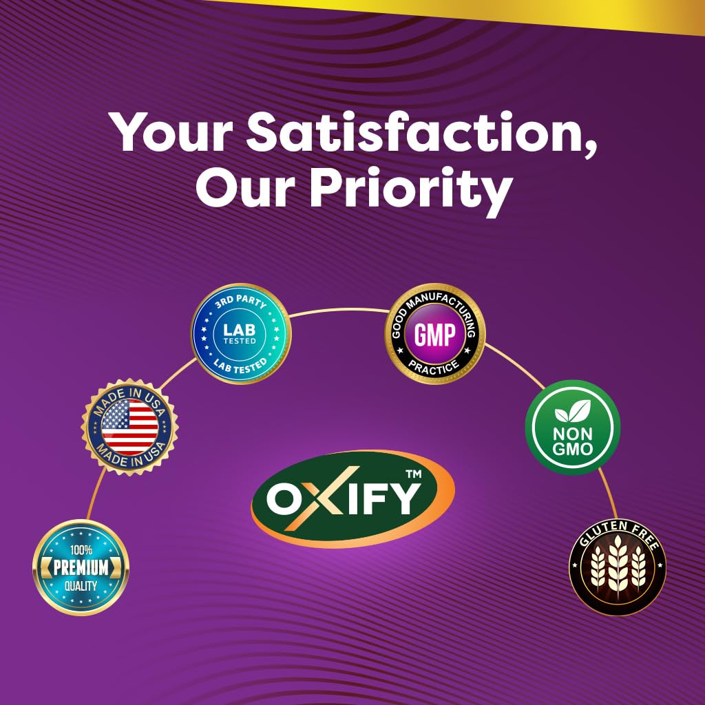 Etiqueta Oxify detalle de información nutricional y calidad fabricada en USA
