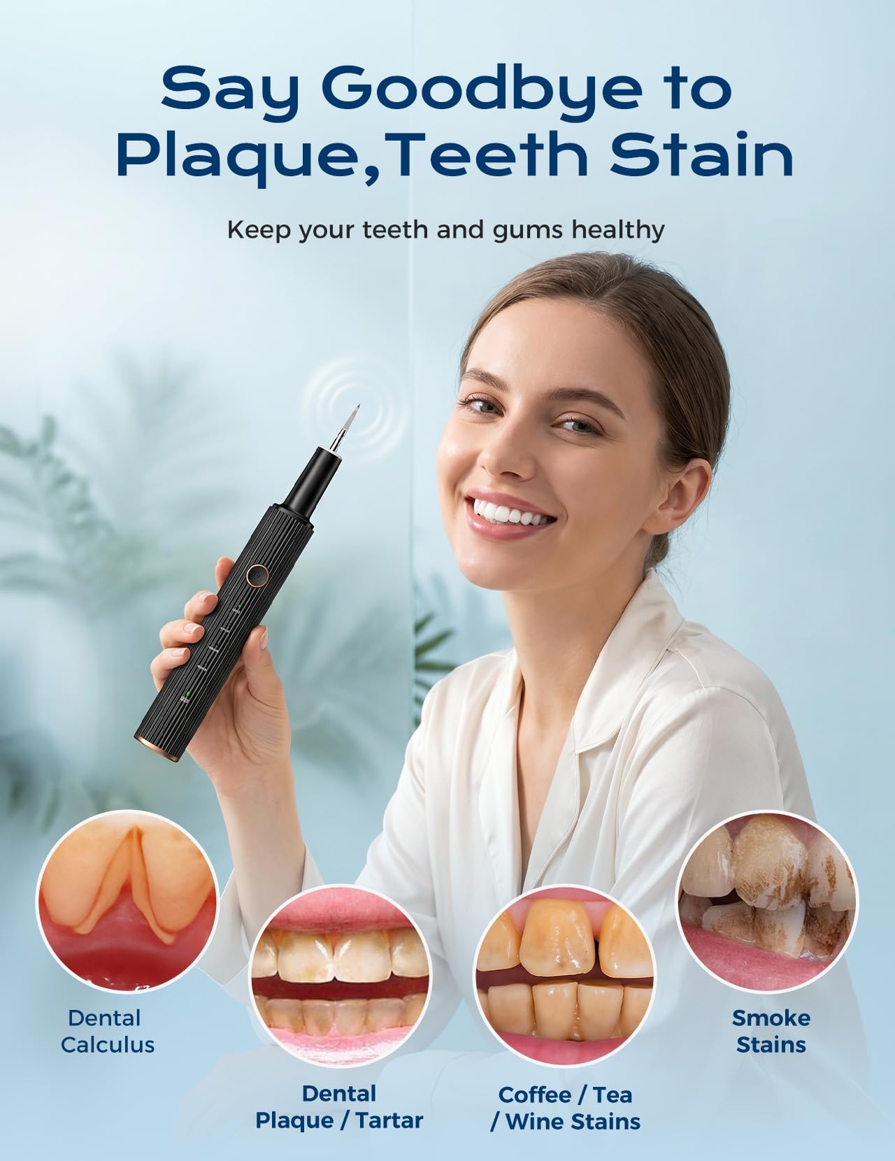 OXRMAK luz LED iluminando zona posterior dental para mayor precisión de limpieza