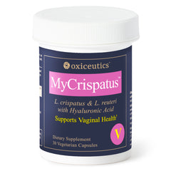 Oxyceutics MyCrispatus frente del empaque mostrando marca y beneficios clave