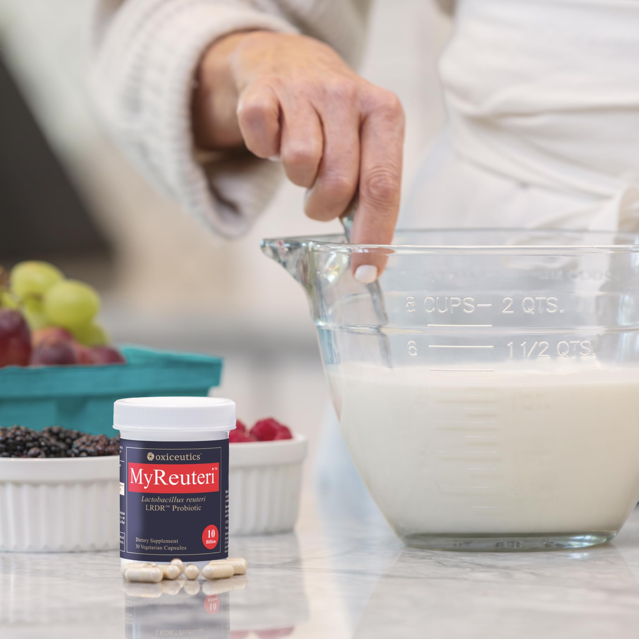 Oxyceutics MyReuteri etiqueta de ingredientes que muestra FOS y CFU