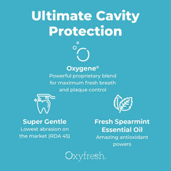 Oxyfresh caja y envase que muestran formulación sin colorantes