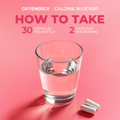 OxyEnergy junto a alimentos comunes para comparar porciones visualmente