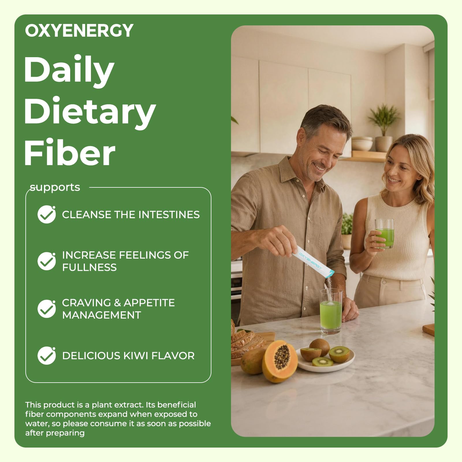 OxyEnergy etiqueta de ingredientes y prebióticos, transparencia y calidad