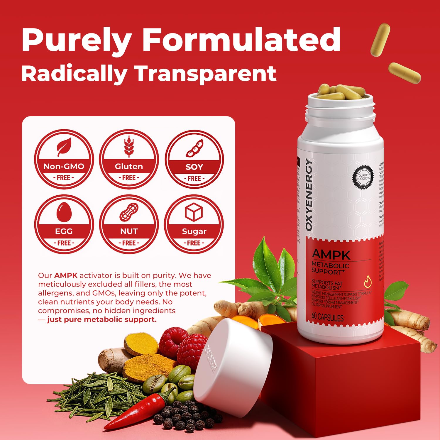 OxyEnergy etiqueta nutricional en enfoque que facilita lectura de ingredientes