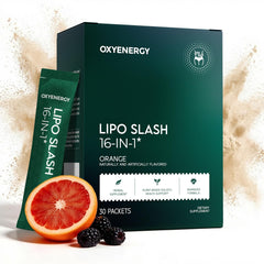 OxyEnergy frasco y caja frontal mostrando diseño y beneficios