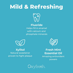 Oxyfresh al lado del cepillo para integración en rutina diaria
