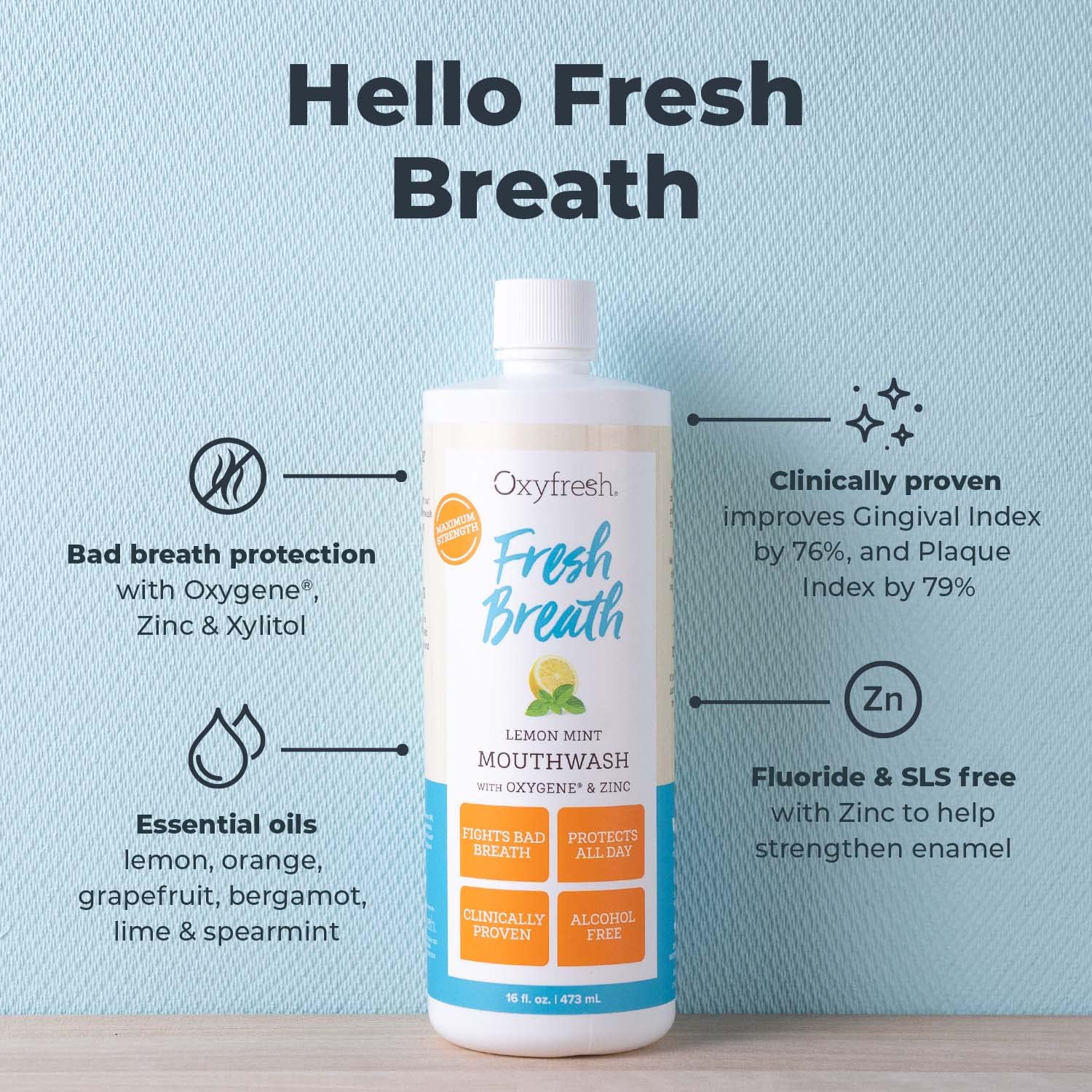 Oxyfresh cierre y textura del líquido que indica suavidad y hidratación