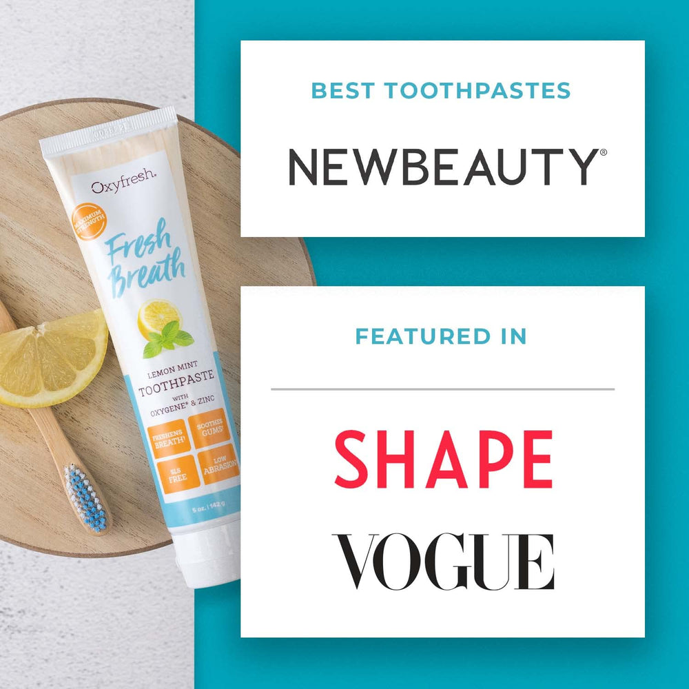Oxyfresh etiqueta del envase destacando ingredientes naturales y sin SLS