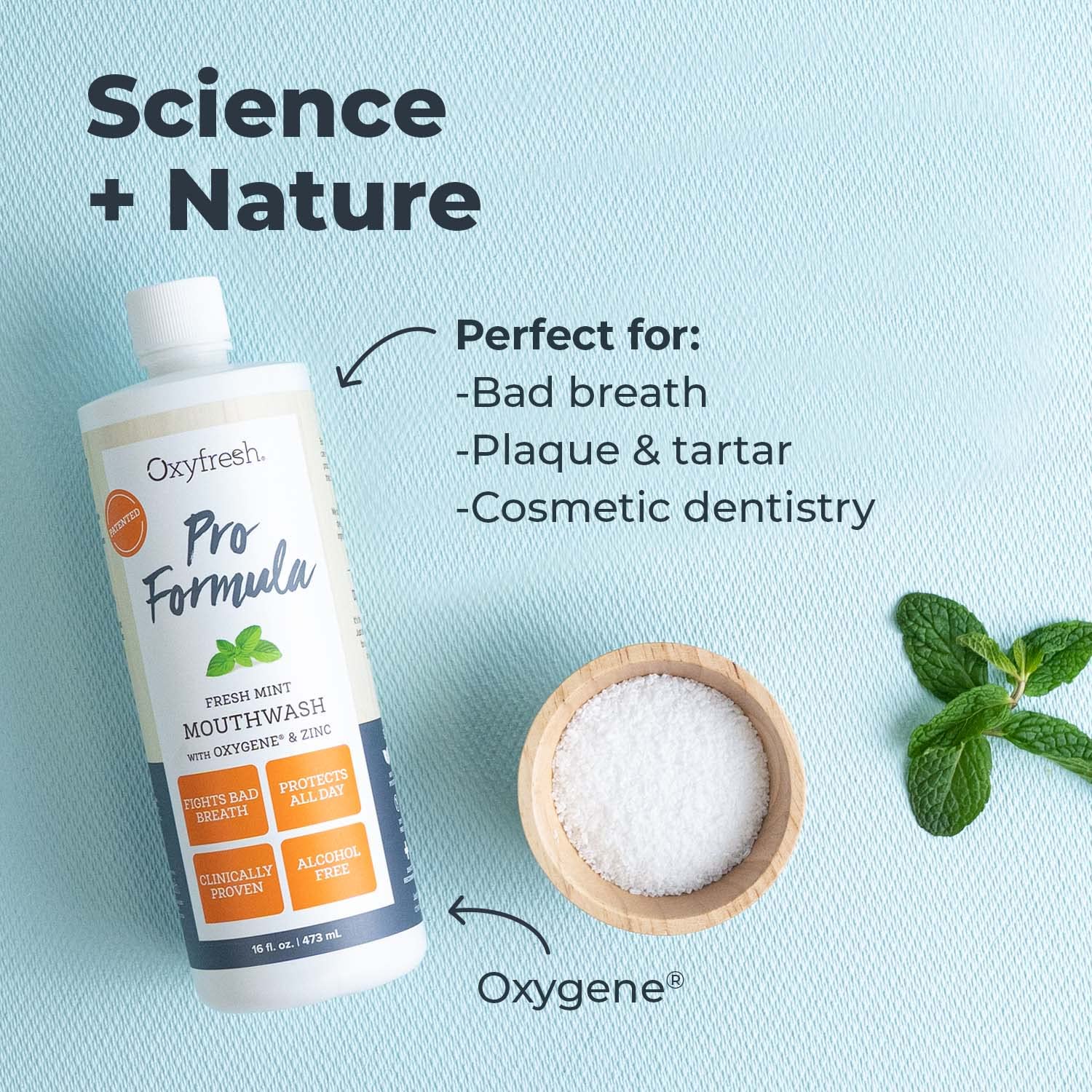 Oxyfresh en uso mientras una persona se enjuaga para frescura duradera