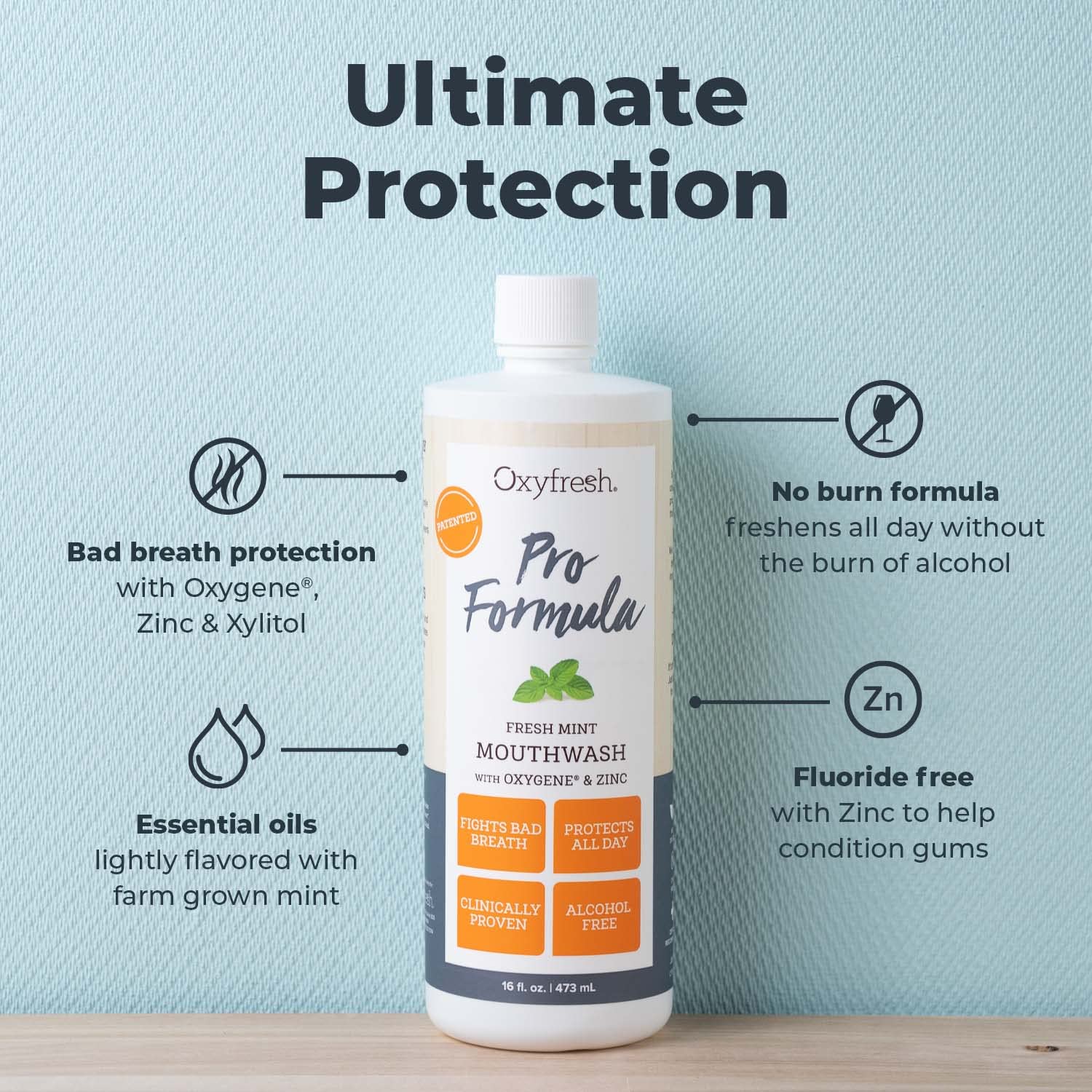 Oxyfresh etiqueta con ingredientes destacando seguridad y transparencia
