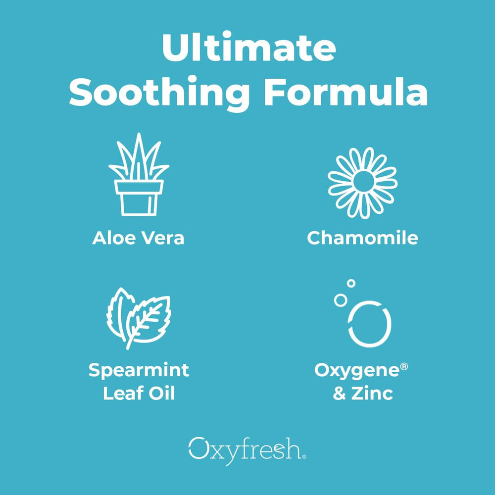 Oxyfresh aloe y manzanilla como ingredientes naturales que calman