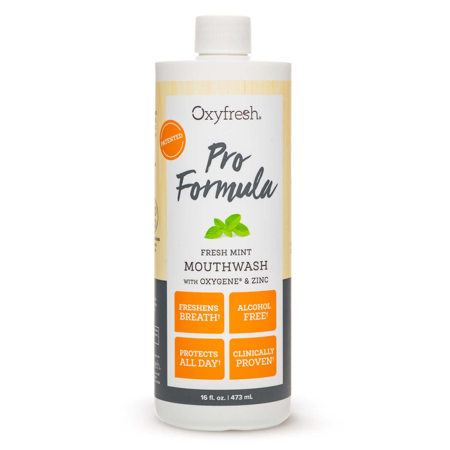 Oxyfresh botella frontal mostrando etiqueta y diseño, refresco visible