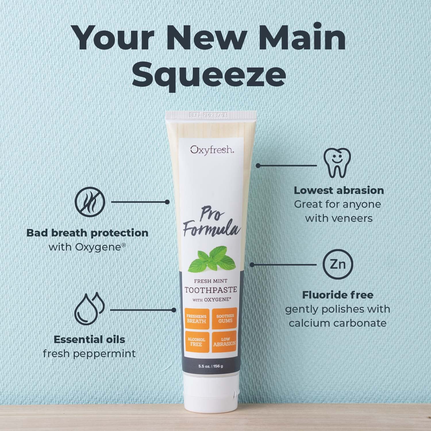 Oxyfresh textura de crema en foco, limpieza suave y control