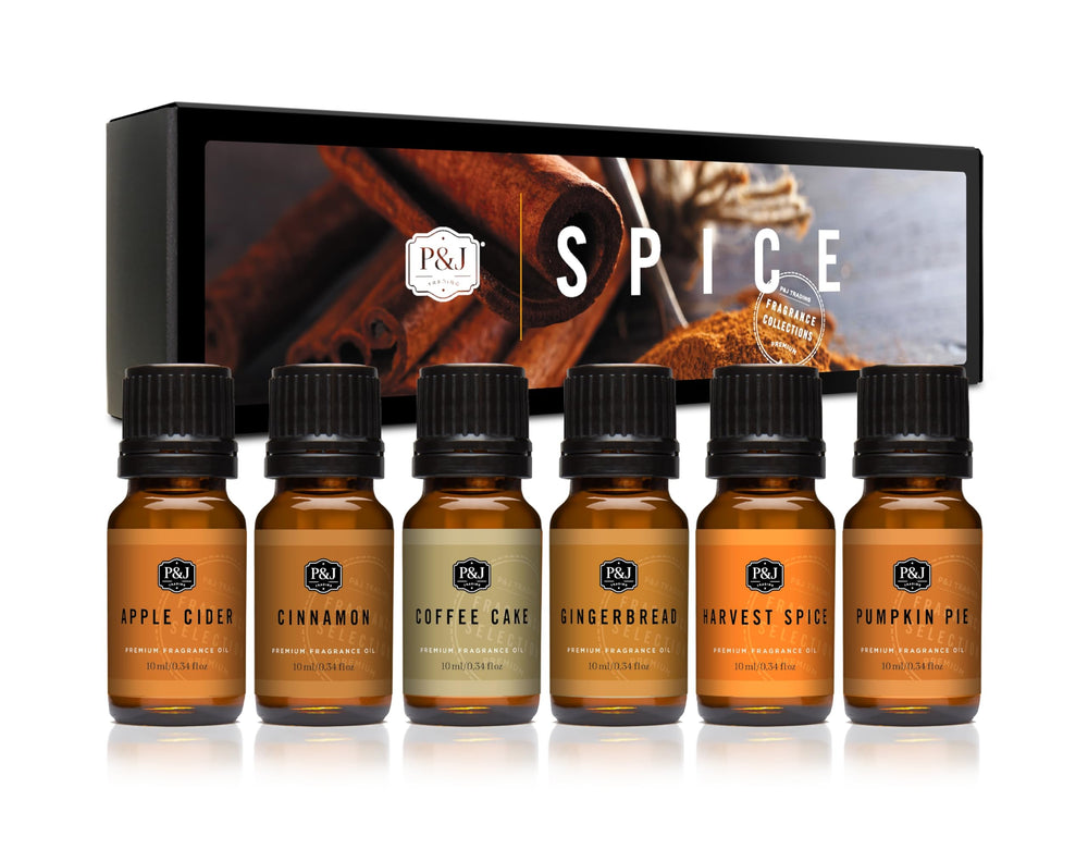 P&J Trading caja abierta con seis aceites, presentación atractiva y regalo práctico