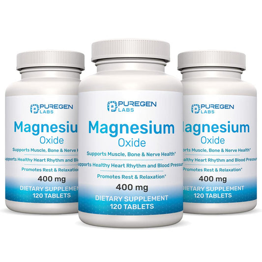 P Puregen Labs frasco frontal mostrando la etiqueta y beneficios
