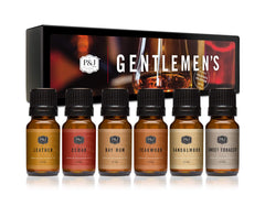 P&J Trading estuche Gentlemen's abierto mostrando seis fragancias, regalo elegante