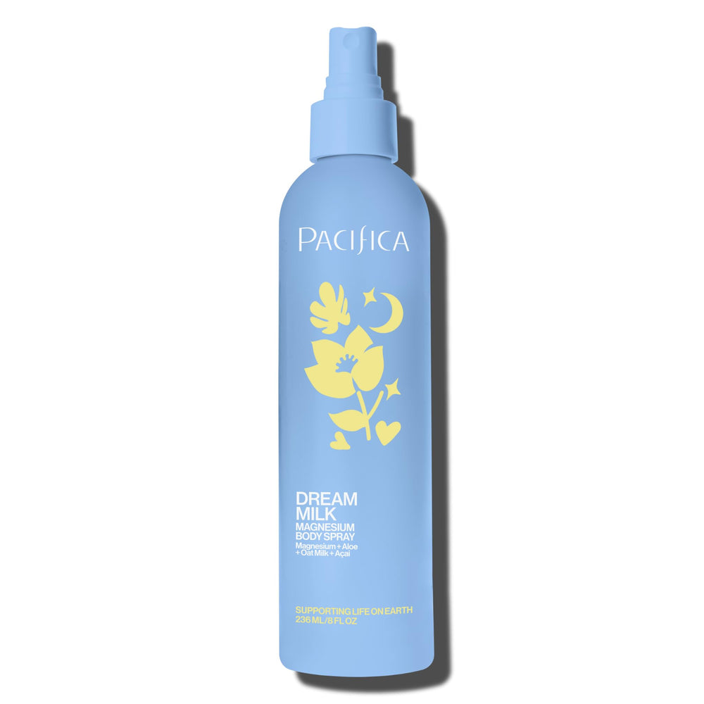 Pacifica botella frontal mostrando diseño y tamaño del spray para relajación