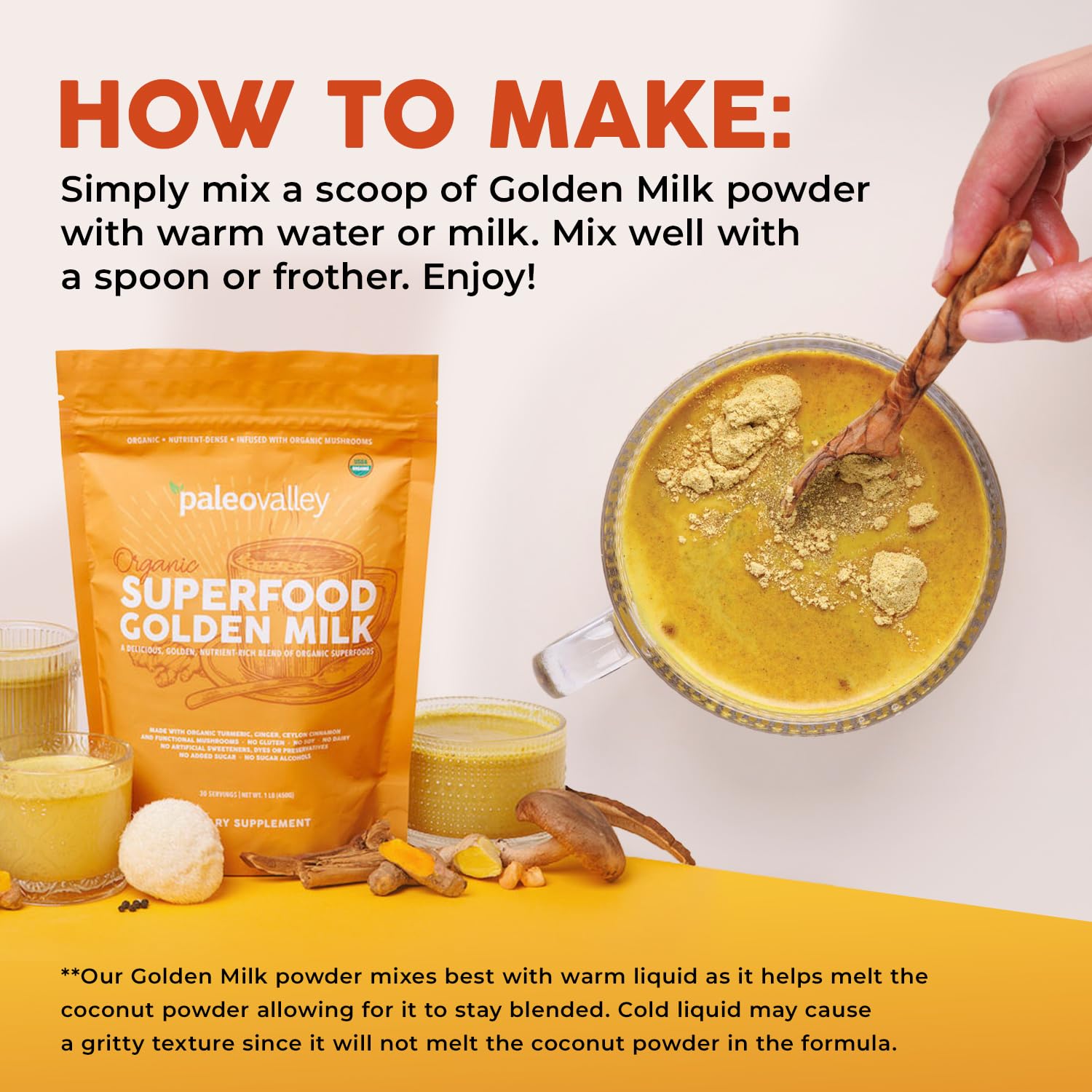 Paleovalley batido cremoso con golden milk en uso diario