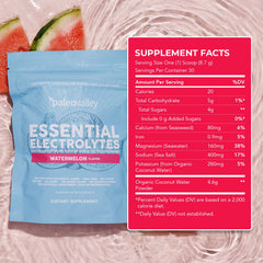 Paleovalley etiqueta de ingredientes resalta minerales de fuentes integrales