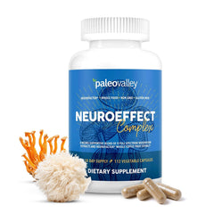 Paleovalley frasco frontal sobre fondo claro mostrando la marca y beneficios