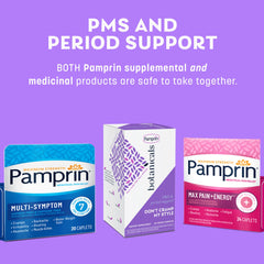 Pamprin empaque eco-amigable indicando vegan y libre de gluten