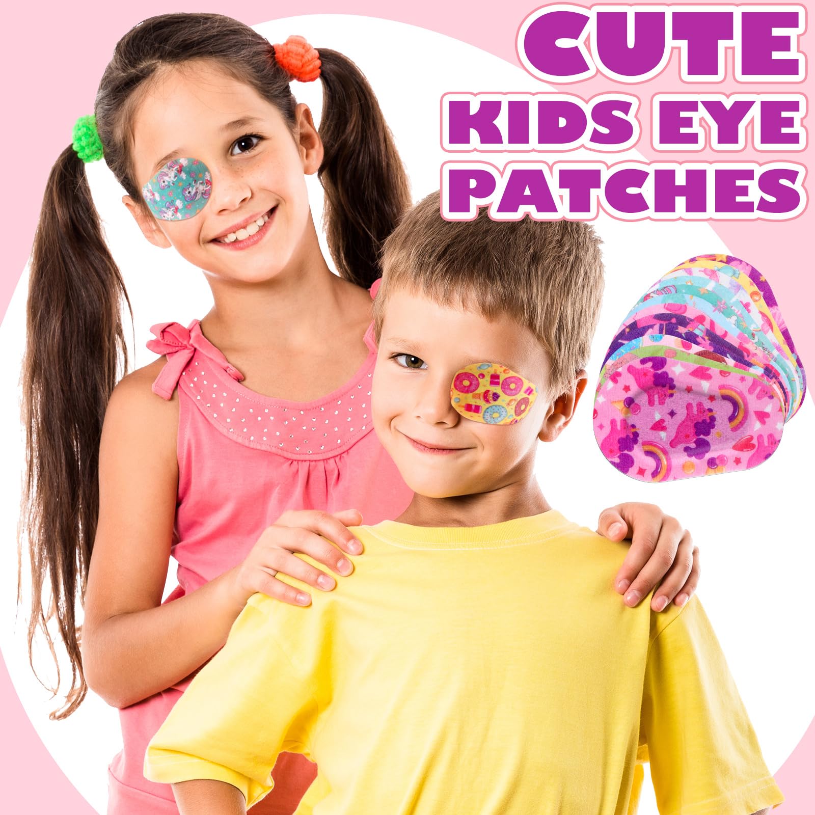Escena de fiesta infantil con niña usando parche Panelee, accesorio divertido