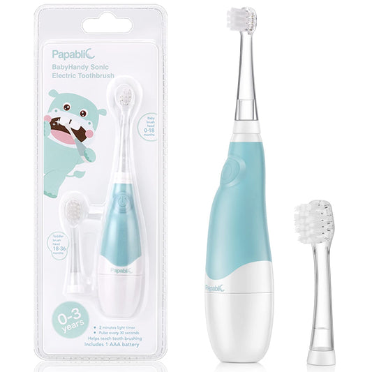 Papablic cepillo frontal azul mostrando diseño infantil y motivación