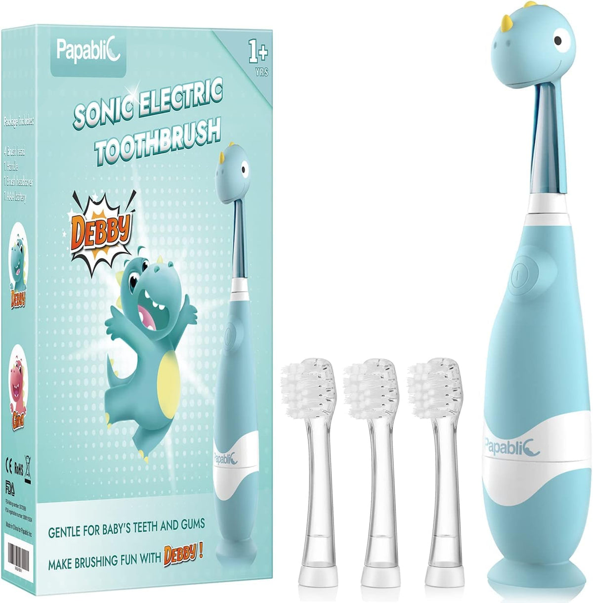 Papablic Debby vista frontal con diseño Dino que atrae al niño