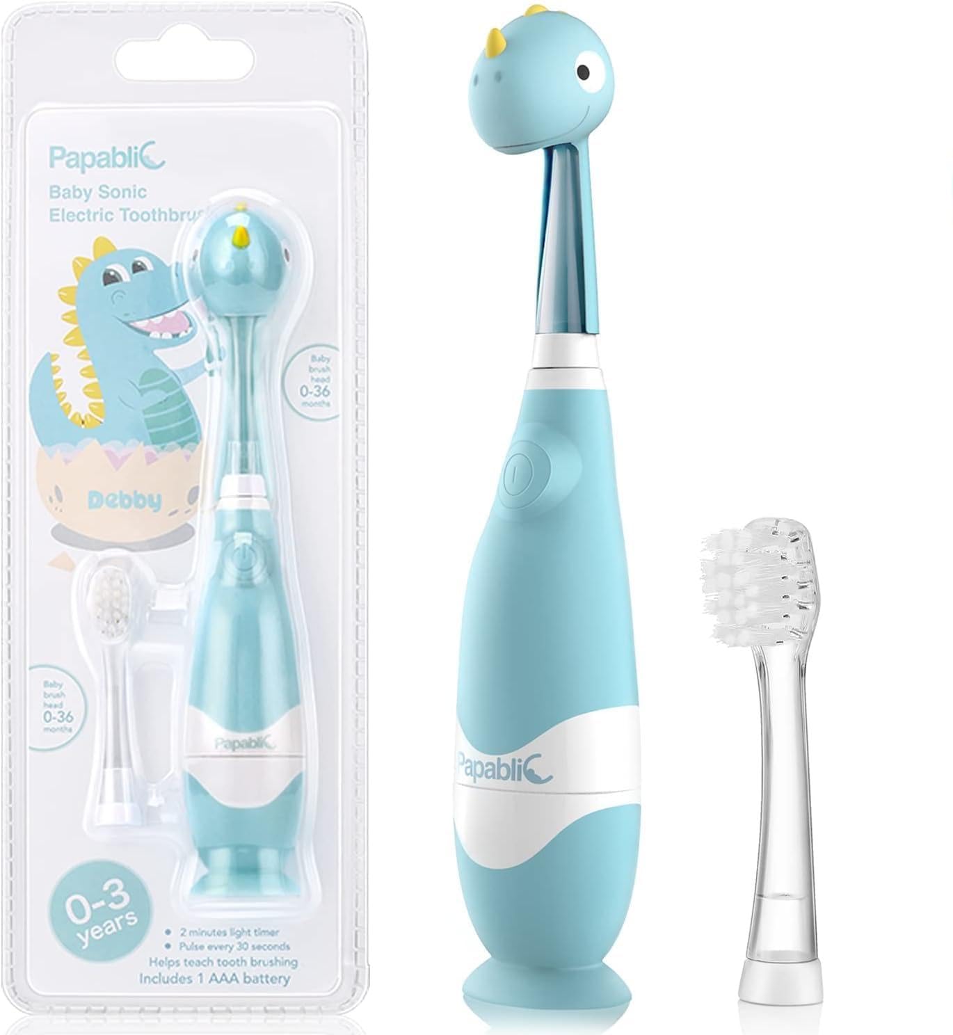 Papablic Debby vista frontal mostrando diseño dino y mango ergonómico beneficioso