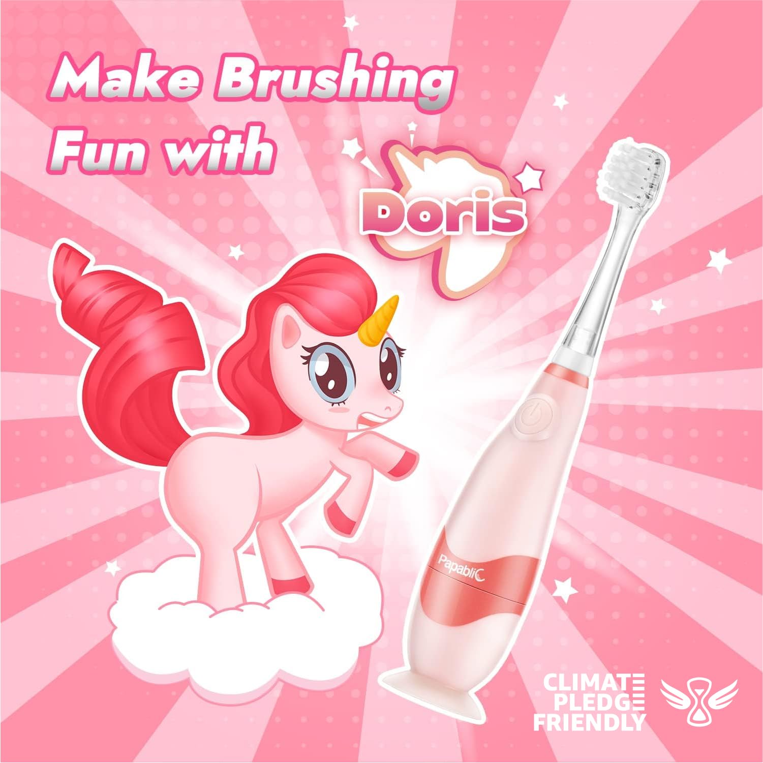 Papablic Doris detalle del cabezal con diseño de unicornio que atrae al niño