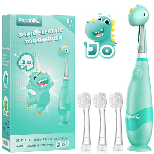 Papablic imagen frontal con funda dino que atrae niños y facilita el cepillado