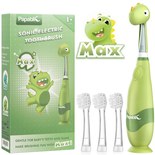 Papablic Max frontal con funda de dinosaurio, atrae al niño y facilita el cepillado