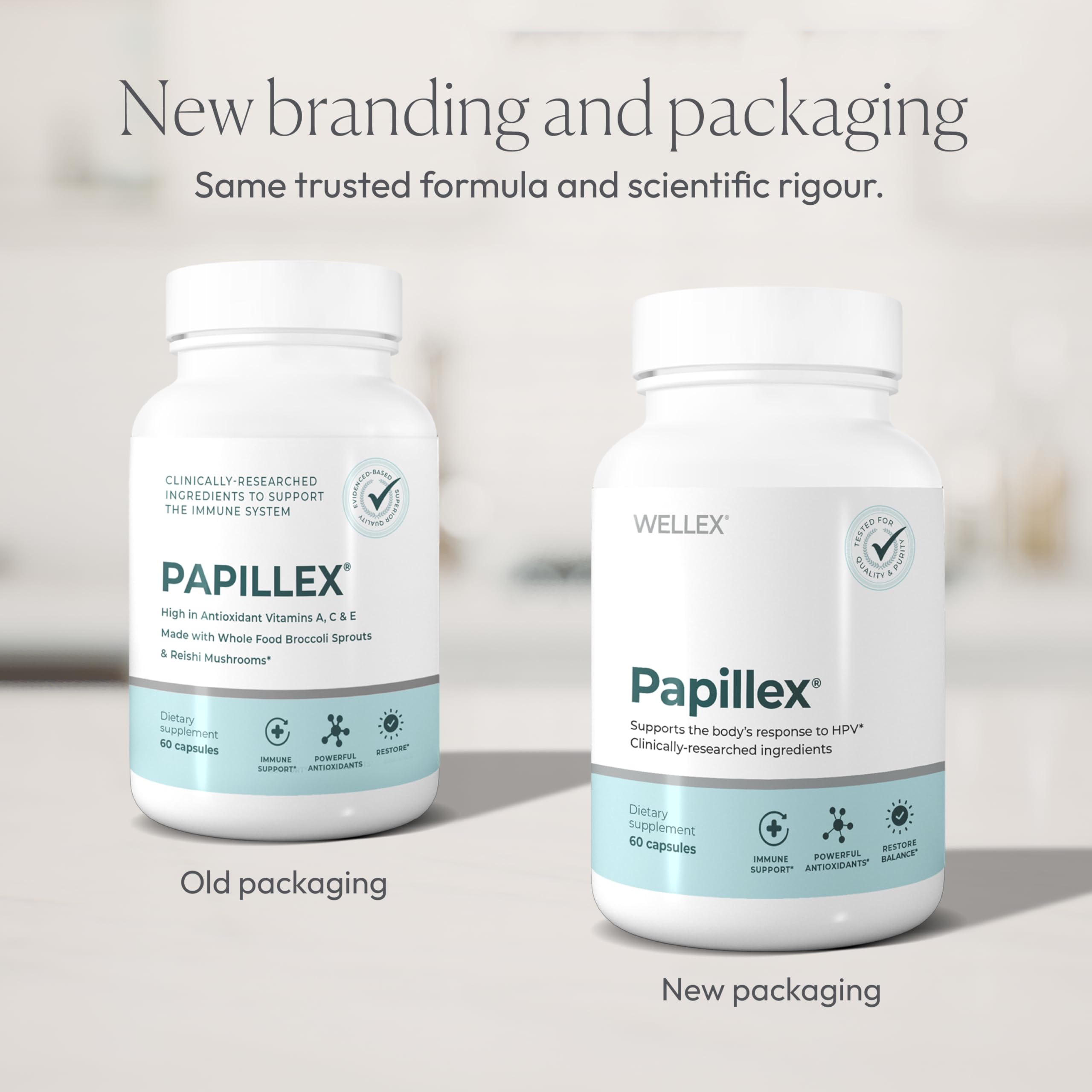 Etiqueta Papillex con lista de ingredientes y beneficio informativo