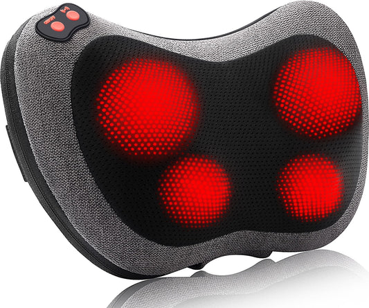 Papillon vista frontal del masajeador con funda y controles, cómodo para casa