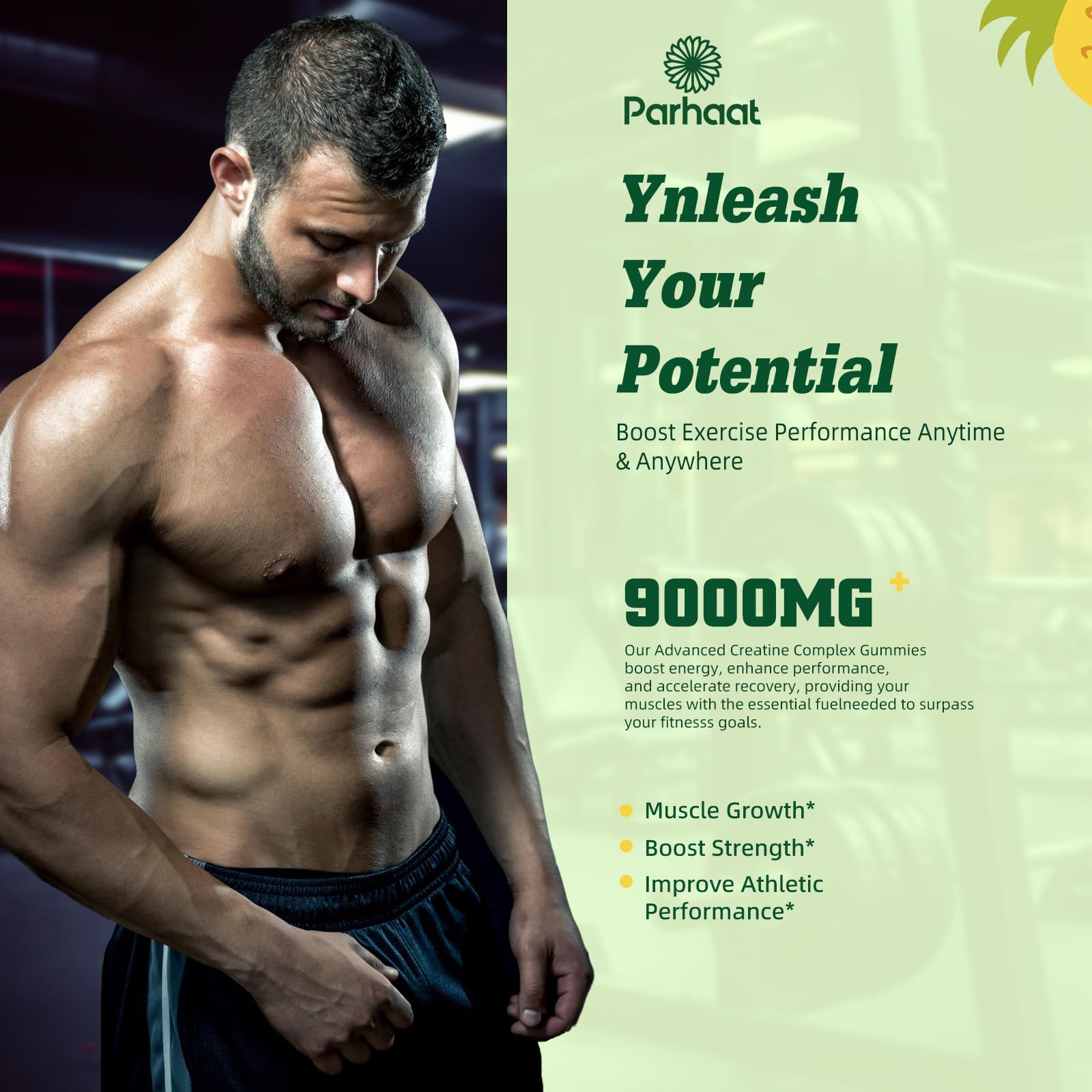 Parhaat EAA Gomitas etiqueta sin gluten, apta para dietas sensibles.