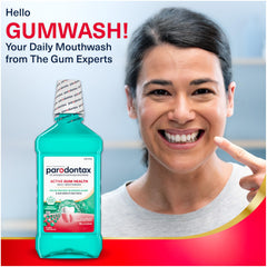Parodontax etiqueta con ingredientes y CPC destacando acción antibacteriana y confianza