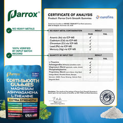 Parrox Corti‑Smooth etiqueta nutricional legible con ingredientes y dosis