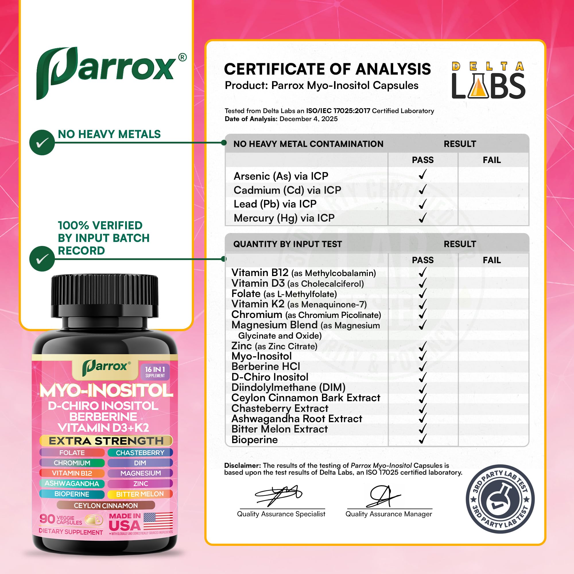 Información nutricional Parrox en primer plano para transparencia y confianza