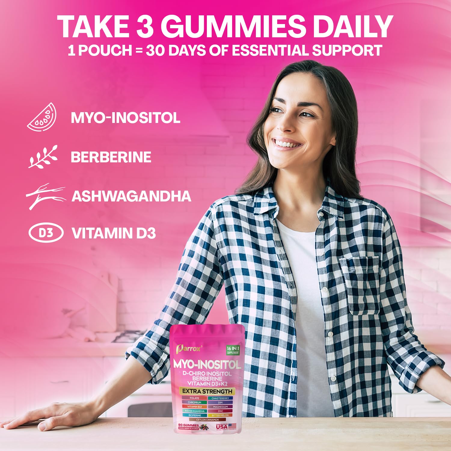 Detalle de ingredientes Parrox con berberina y DIM visible para comprensión de la formulación