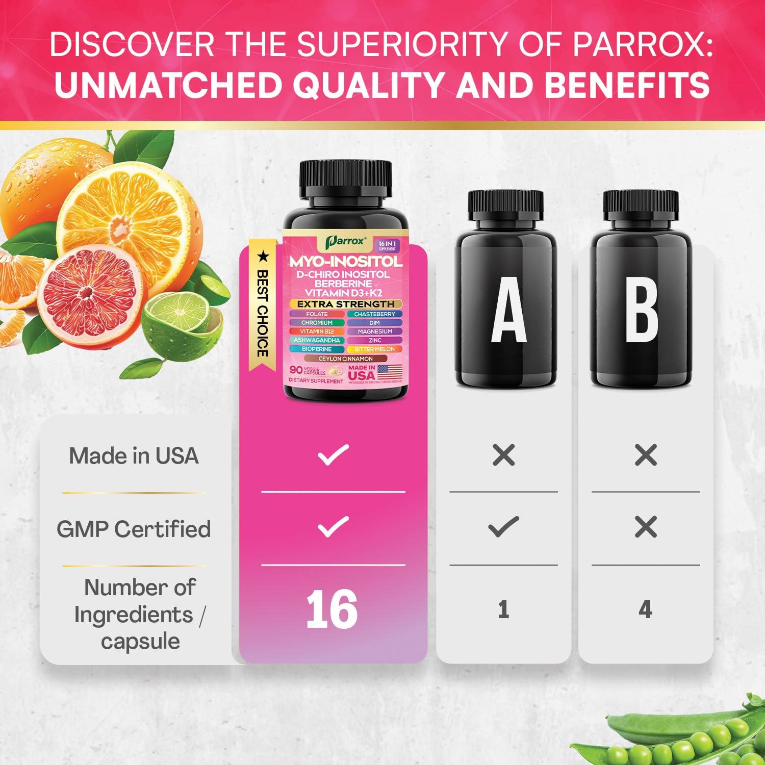 Polvo de ingredientes clave Parrox con plantas para visualizar origen botánico