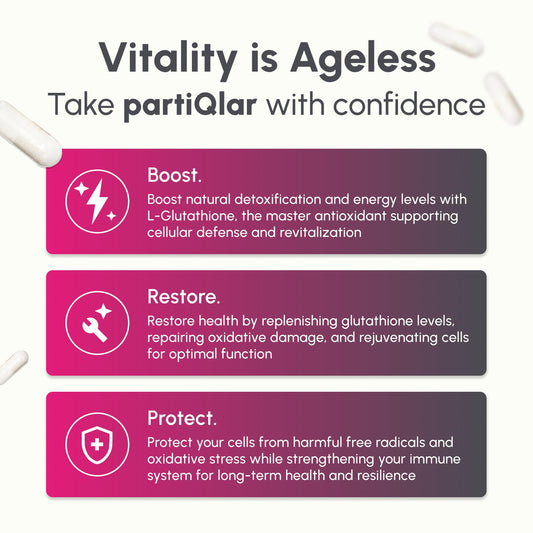 partiqlar puro l-glutatión: etiqueta detallada, depuración suave.