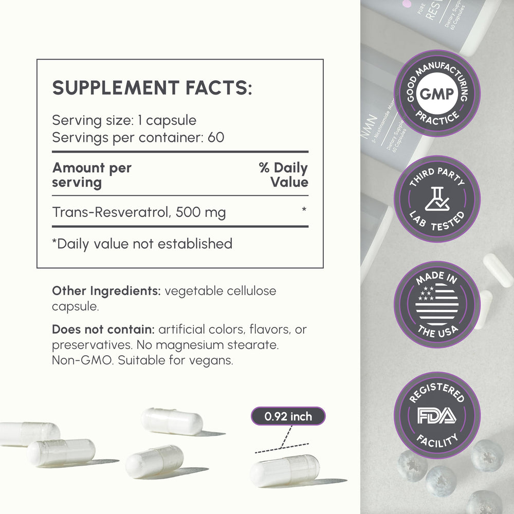 Cápsula individual de PartiQlar Resveratrol, listo para consumo diario.