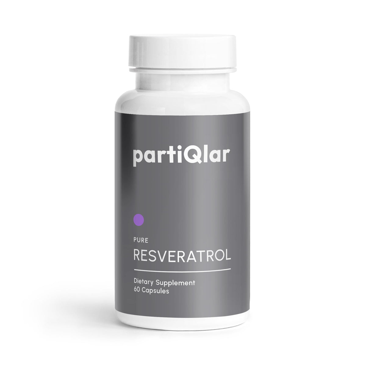 PartiQlar Resveratrol en cápsulas dentro de la caja, opción diaria para apoyo antioxidante.
