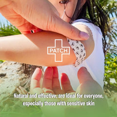 Etiqueta PATCH con ingredientes y afirmación biodegradable, transparencia y confianza