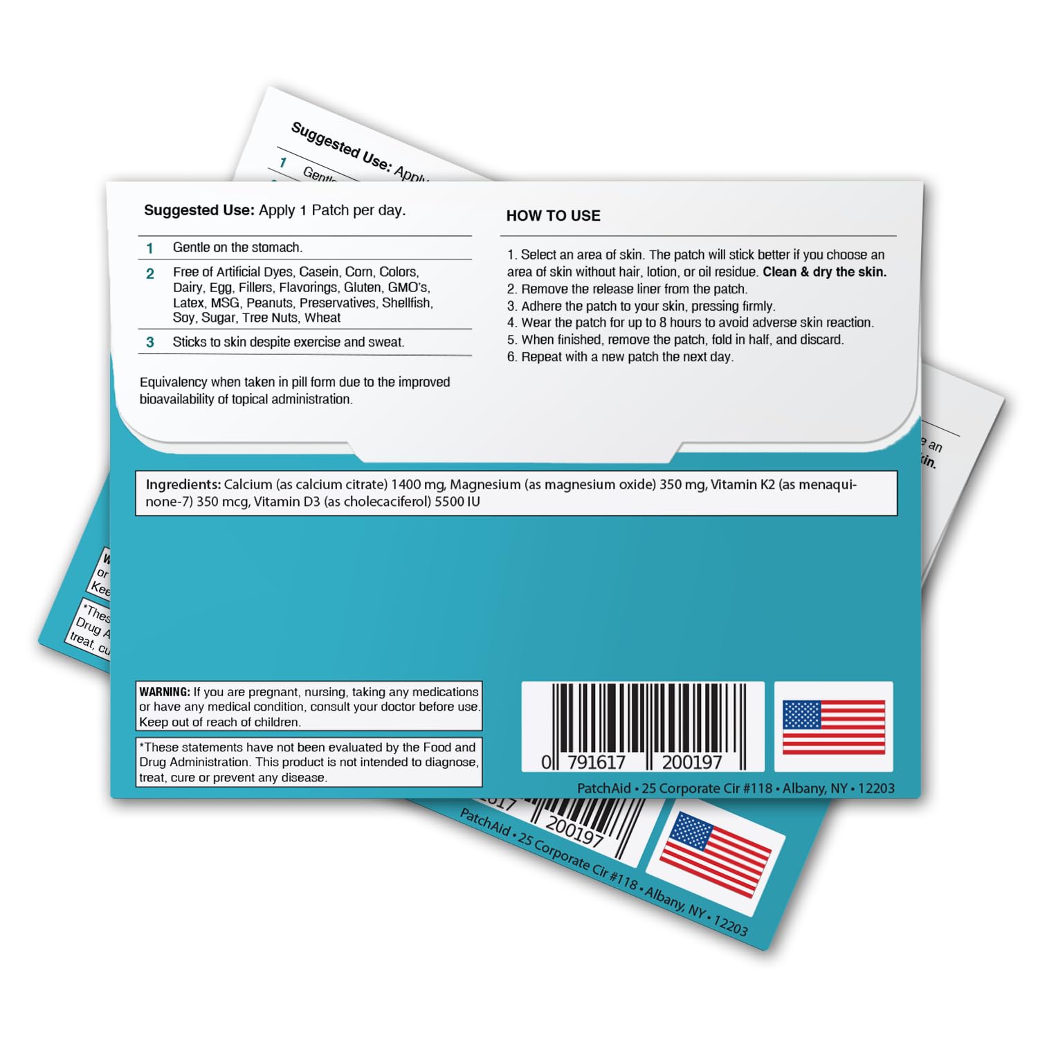 PatchAid D3 Calcio parche en espalda, discreto y práctico